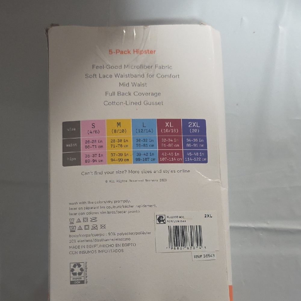 Warner's Microfiber Hipster Underwear 5-Pack - Black and Tan - Picture 2 of 2